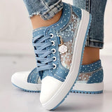 Women’s Sneakers Lace-Up Dotted Panels Rounded Toe Cap – Market Visit