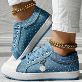 Women’s Sneakers Lace-Up Dotted Panels Rounded Toe Cap – Market Visit