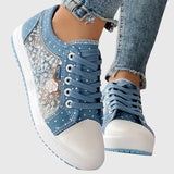 Women’s Sneakers Lace-Up Dotted Panels Rounded Toe Cap – Market Visit