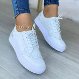 Women’s Sneakers Lace Up Perforated Panel Platform Sole – Bookstore Visit