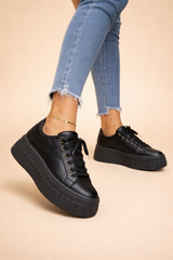 Women’s Sneakers Lace-Up Platform Sole Rounded Toe – City Shopping