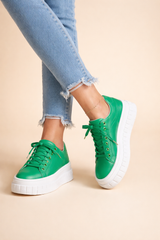 Women’s Sneakers Lace-Up Platform Sole Rounded Toe – City Shopping