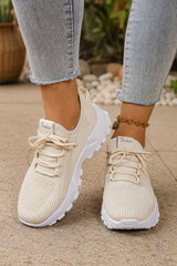 Women’s Sneakers Lace-Up Rounded Toe Textured Sole – Weekend Errands