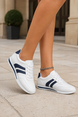Women’s Sneakers Lace Up Side Stripe Round Toe – Daily Errands