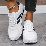 Women’s Sneakers Lace Up Side Stripe Round Toe – Daily Errands