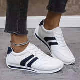 Women’s Sneakers Lace Up Side Stripe Round Toe – Daily Errands