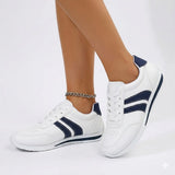 Women’s Sneakers Lace Up Side Stripe Round Toe – Daily Errands