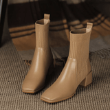 Women's Sock Ankle Boots Ribbed Knit Block Heel Rounded Toe – Night Out