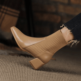 Women's Sock Ankle Boots Ribbed Knit Block Heel Rounded Toe – Night Out
