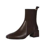Women's Sock Ankle Boots Ribbed Knit Block Heel Rounded Toe – Night Out