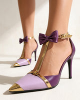 Women's Stiletto High Heels Pointed Toe Bow Ankle Strap – Cocktail Party