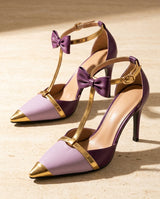 Women's Stiletto High Heels Pointed Toe Bow Ankle Strap – Cocktail Party