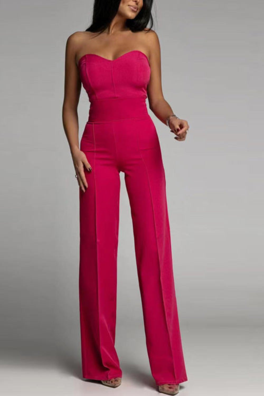 Women's Strapless Wide Leg Jumpsuit Sweetheart Neck – Cocktail Party