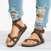Women's Strappy Flat Sandals Toe Loop Buckle Strap – Weekend Wear