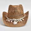 Women's Straw Sun Hat Openwork Wide Brim Shell Band – Resort Day