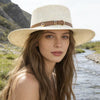 Women's Straw Sun Hat Wide Brim Flat Crown Buckle Band – Boardwalk Outing