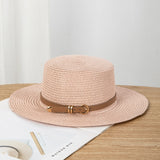 Women's Straw Sun Hat Wide Brim Flat Crown Buckle Band – Boardwalk Outing