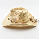Women's Straw Sun Hat Woven Crown Curved Brim Charm Band – Seaside Festival