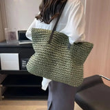 Women's Straw Tote Bag Large Woven Shoulder Open Top – Summer Vacation