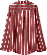 Women's Stripe Blouse Button Front V Neck Long Sleeve – Everyday Wear