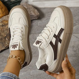 Women's Stripe Low Top Sneakers Lace Up Contrast Panel – Laid-Back Daily Wear