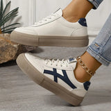 Women's Stripe Low Top Sneakers Lace Up Contrast Panel – Laid-Back Daily Wear