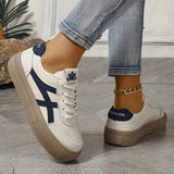 Women's Stripe Low Top Sneakers Lace Up Contrast Panel – Laid-Back Daily Wear