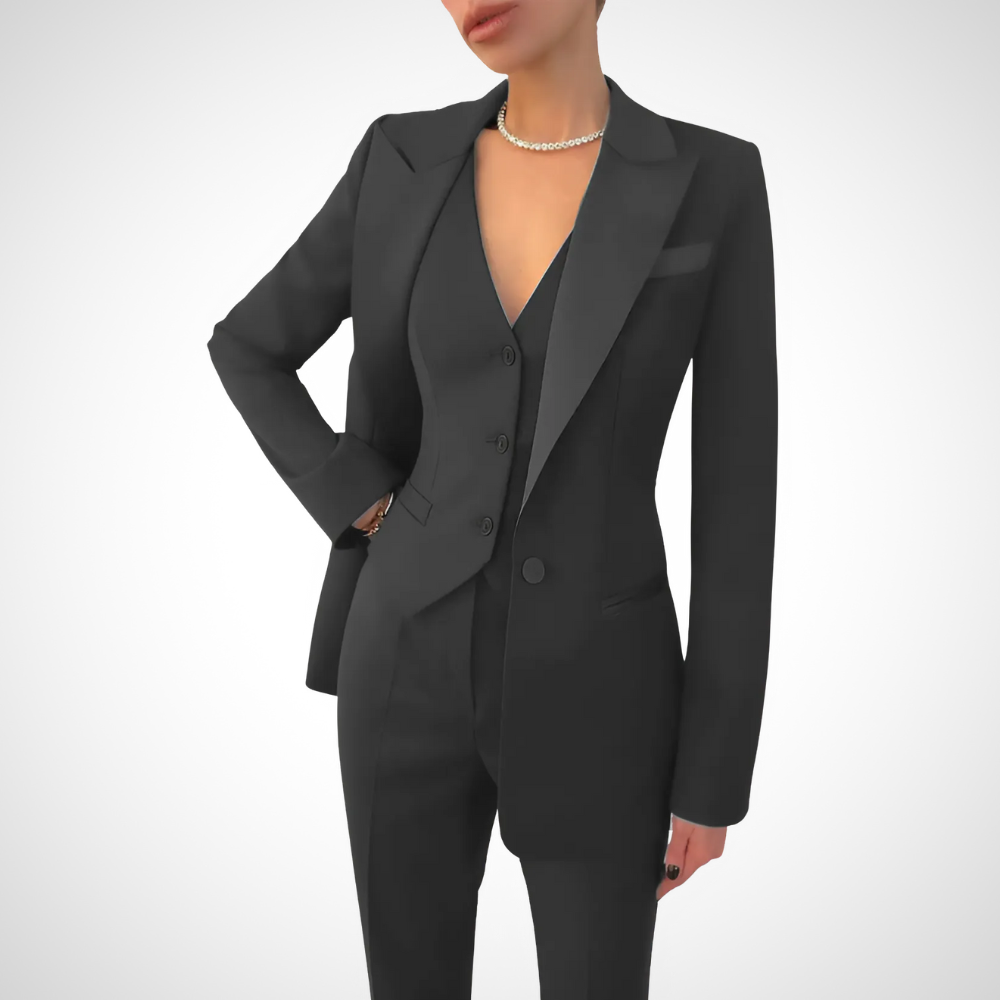 Women's Three Piece Suit Set Blazer Vest Trouser – Office Formal Wear