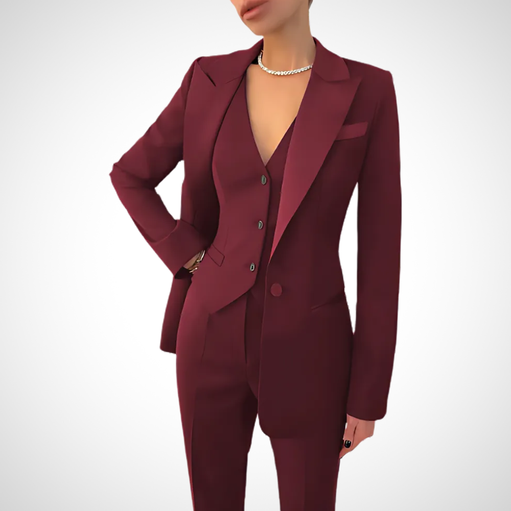 Women's Three Piece Suit Set Blazer Vest Trouser – Office Formal Wear