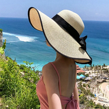 Women's Sun Hat Straw Oversized Wide Brim Round Crown – Summer Vacation