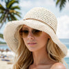 Women's Sun Hat Straw Wide Brim Woven Round Crown – Summer Outings