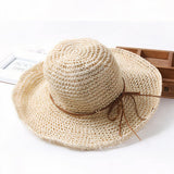 Women's Sun Hat Straw Wide Brim Woven Round Crown – Summer Outings