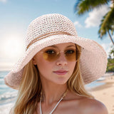 Women's Sun Hat Straw Wide Brim Woven Round Crown – Summer Outings