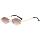 Women's Sunglasses Rimless Geometric Oval Tinted Lens – Beach Vacation