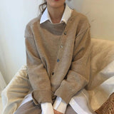 Women's Sweater Asymmetric Button Front Long Sleeve Ribbed – Daytime Outings