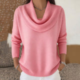Women's Sweater Cowl Neck Long Sleeve Ribbed Hem – Coffee Date