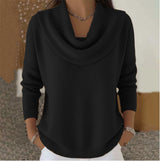 Women's Sweater Cowl Neck Long Sleeve Ribbed Hem – Coffee Date