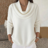 Women's Sweater Cowl Neck Long Sleeve Ribbed Hem – Coffee Date
