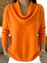Women's Sweater Cowl Neck Long Sleeve Ribbed Hem – Coffee Date