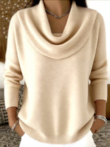 Women's Sweater Cowl Neck Long Sleeve Ribbed Hem – Coffee Date