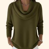 Women's Sweater Cowl Neck Long Sleeve Ribbed Hem – Coffee Date