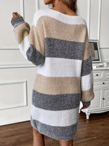 Women’s Sweater Dress Wide Round Neck Striped Knit Long Sleeves – Art Fair Visits
