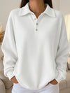 Women’s Sweater Polo Collar Button Placket Textured Knit Long Sleeves – Weekend Brunches