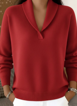Women's Sweater Shawl Collar Long Sleeve Ribbed Cuffs – Office Day