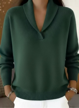 Women's Sweater Shawl Collar Long Sleeve Ribbed Cuffs – Office Day