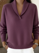 Women's Sweater Shawl Collar Long Sleeve Ribbed Cuffs – Office Day