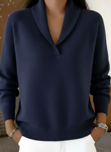 Women's Sweater Shawl Collar Long Sleeve Ribbed Cuffs – Office Day