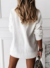 Women's Sweater V Neck Ribbed Trim Long Sleeve Knit Pullover – Casual Errands