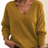 Women's Sweater V Neck Ribbed Trim Long Sleeve Pullover – Coffee Meetup