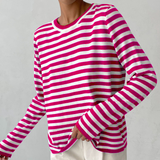 Women’s Sweatshirt Crew Neck Horizontal Stripe Long Sleeve – Study Group Meetings